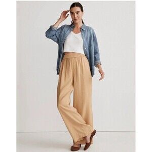 MADEWELL Carley Wide Leg Pant in soft drape desert dune color Tan size s